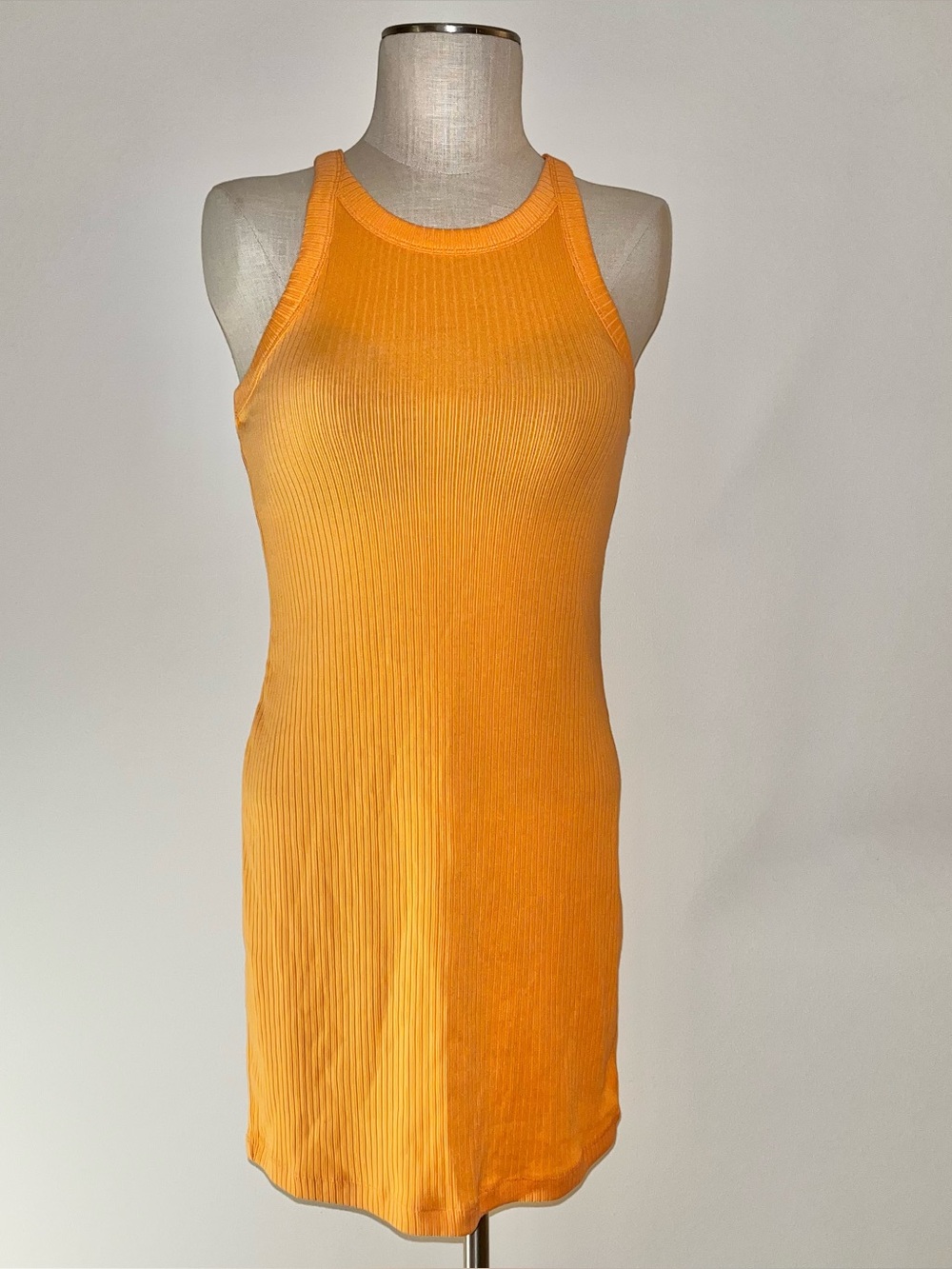 Gap Sleeveless Ribbed high neck Tank Dress in warm Vibrant Orange